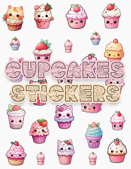 Cute Cupcake Stickers Set Pack 1